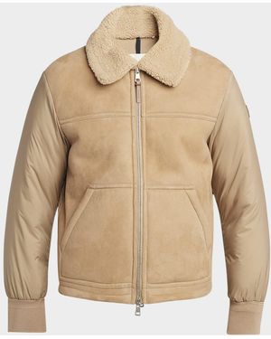 Moncler Apos;S Tonnay Leather And Down Quilted Jacket - Natural