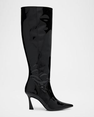 Stuart Weitzman 85Mm Vinnie Patent Leather Knee-High Boots - Black