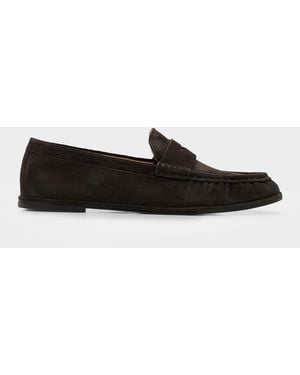 Stuart Weitzman Spencer Suede Penny Loafers - Black