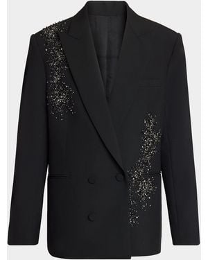 Balmain Apos;S Crystal-Embellished Two-Button Wool Blazer - Black