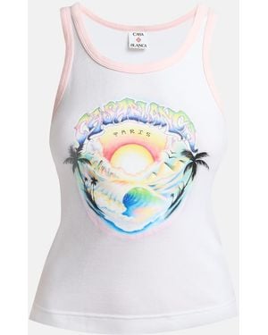 CASABLANCA Airspray Print Tank Top - White