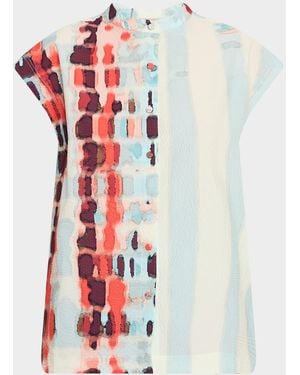 Silvia Tcherassi Adele Short-Sleeve Textured Blouse - White