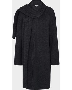 Vince Draped Scarf Car Coat - Blue