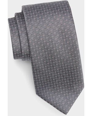 Canali Apos;S Geometric Silk Tie - Gray
