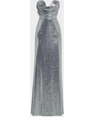 Halston Juliette Strapless Disco Jersey Gown - Gray