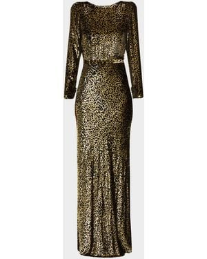 Libertine Vreeland Belted Leopard Gown - Green