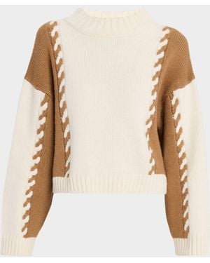 Eleven Six Alexis Color-Blocked Alpaca-Blend Sweater - Natural