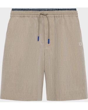 Loewe Apos;S Layered-Waistband Cotton-Wool Blend Shorts - Natural