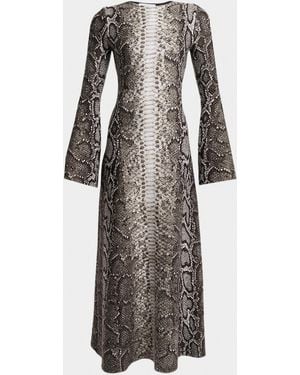 Gabriela Hearst Aalia Greyscale Cashmere-Silk Maxi Dress - Gray