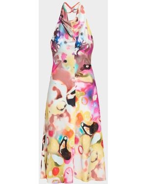 Christopher John Rogers Moonshine Cowl Halter Midi Dress - White