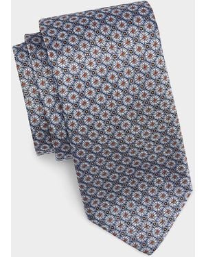 Canali Apos;S Geometric Woven Silk Tie - Blue
