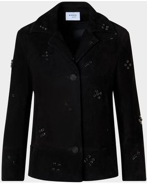 Akris Punto Crystal Goat Suede Single-Breasted Jacket - Black