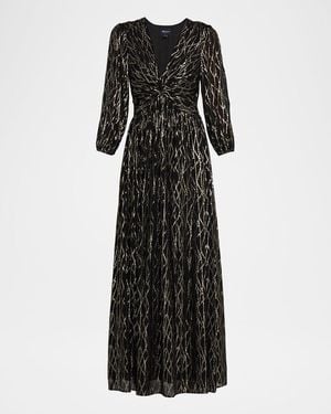 Shoshanna Rosalie Metallic Twist-Front Maxi Dress - Black