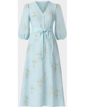 Shoshanna Tallen Floral-Embroidered Midi Dress - Blue