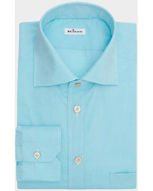 Kiton Apos;S Solid Cotton Classic-Fit Dress Shirt - Blue
