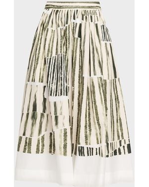 Jason Wu Stripe Collage A-Line Midi Skirt - Natural