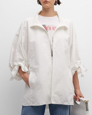 Emporio Armani Blouson-sleeve Techno Cotton Windbreaker - White