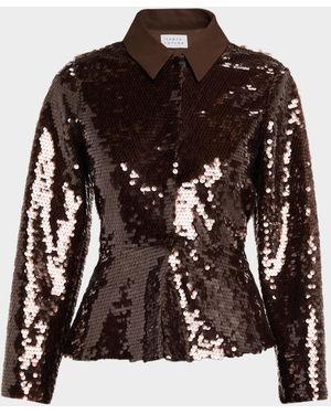 Tanya Taylor Natasha Sequined Jacket - Brown