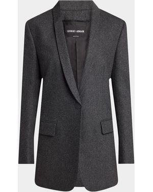 Giorgio Armani Cashmere Flannel Single-Breasted Blazer - Black