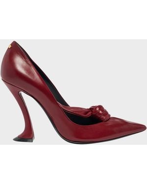Lanvin 100Mm Leather Bow Pumps - Red