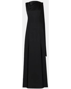 Shoshanna Draped Satin Charmeuse Column Gown - Black