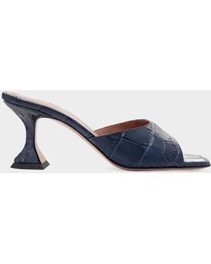 AMINA MUADDI Lupita 70Mm Croc-Embossed Leather Sandals - Blue