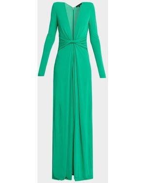 Ramy Brook Martini Deep V-Neck Viscose Gown - Green