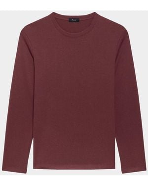 Theory Essential Long-Sleeved Crewneck T-Shirt - Red