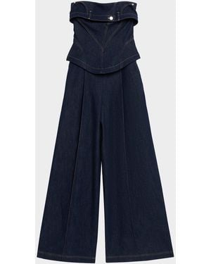 Et Ochs Jordan Strapless Corset Denim Jumpsuit - Blue