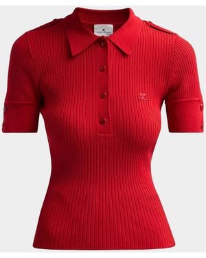 Courreges Rib-Knit Polo Sweater - Red