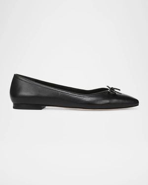 Veronica Beard Cailey Leather Ballerina Flats - Black