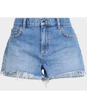 Ramy Brook Briar Studded Denim Shorts - Blue