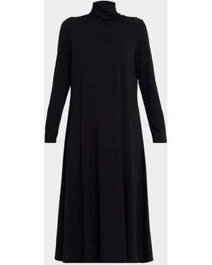 Eileen Fisher Turtleneck Stretch Jersey Midi Dress - Black