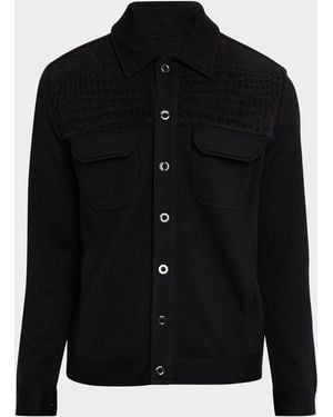 Stefano Ricci Apos;S Crocodile-Trim Knit Blouson - Black