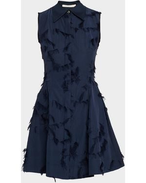 Jason Wu Sleeveless Fringed Cotton Fil Coupe Mini Shirtdress - Blue