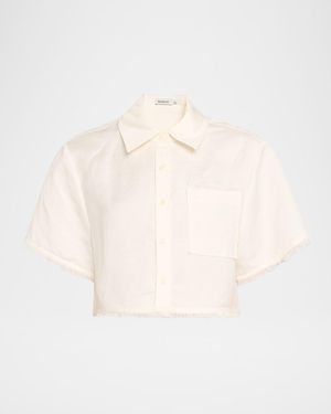 Jonathan Simkhai Solange Short-Sleeve Cropped Shirt - Natural