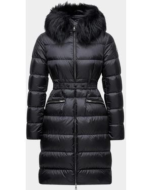 Moncler Genius Boedic Hooded Shearling-Trimmed Long Down Jacket - Black