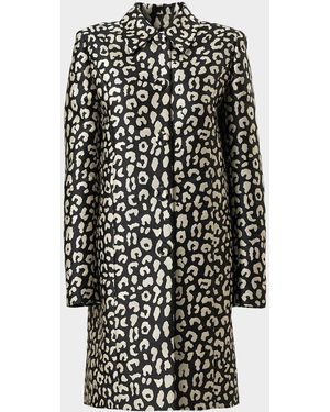 Carolina Herrera Leopard Button-Front Coat - White