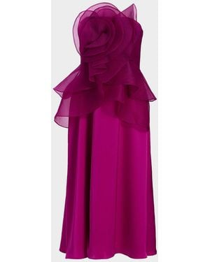 THEIA Victoria Draped Rose Cocktail Dress - Purple