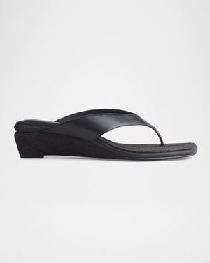 Rag & Bone Jo Jute And Leather Thong Wedge Sandals - Blue