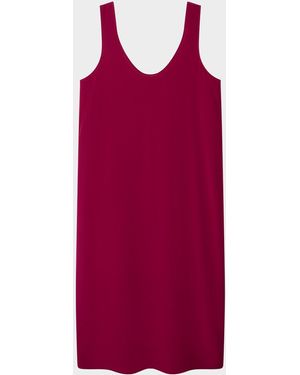 Another Tomorrow Scoop-Neck Silk Midi Tank Dress - Red