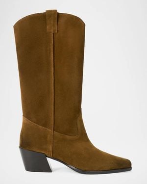 STAUD 55Mm Monty Suede Cowboy Boots - Brown