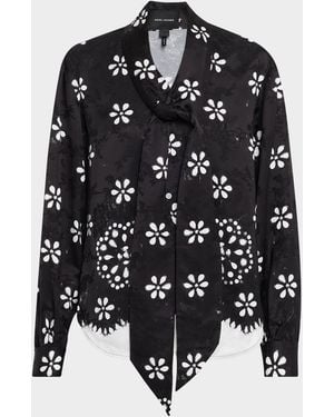 Marc Jacobs Trompe-L & Apos;Oeil Long-Sleeve Bow Blouse - Black
