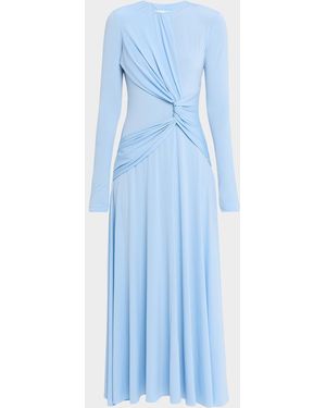 Prabal Gurung Long Sleeve Draped Sash Dress - Blue