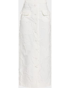 Adam Lippes Dakota Textured Crepe Button-Front Maxi Skirt - White