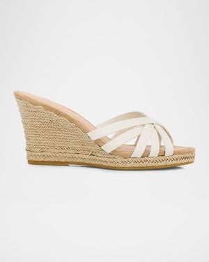 Veronica Beard Phylina Leather Espadrille Wedge Sandals - White
