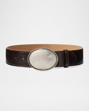 Ralph Lauren Plaque-Buckle Calfskin Belt - Multicolor