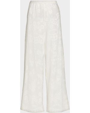 LoveShackFancy Jessia Cotton-Blend Wide-Leg Pants - White
