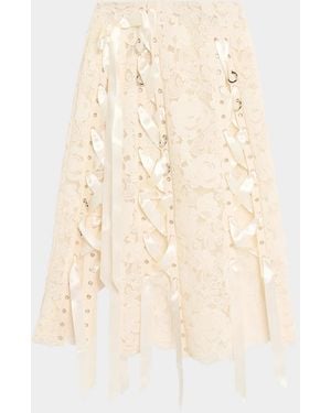 Simone Rocha Unravelling Ribbon Ring Lace Midi Skirt - Natural