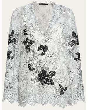 Kobi Halperin Devyn Scalloped Floral Lace Blouse - Gray